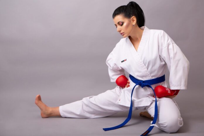 woman, portrait, karate